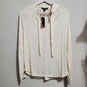 Lauren Ralph Lauren Womens Medium Blouse Top Winter Cream NWT